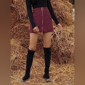 SHEIN Wine Red Textured Skirt